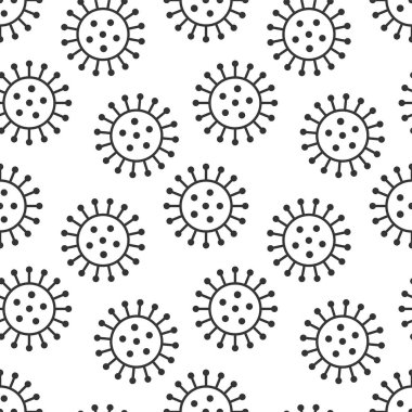 Vektörsüz virüs deseni. Çizgi film siyah beyaz hücre tasarımı. Sanatsal sonsuz bakteri arkaplanı