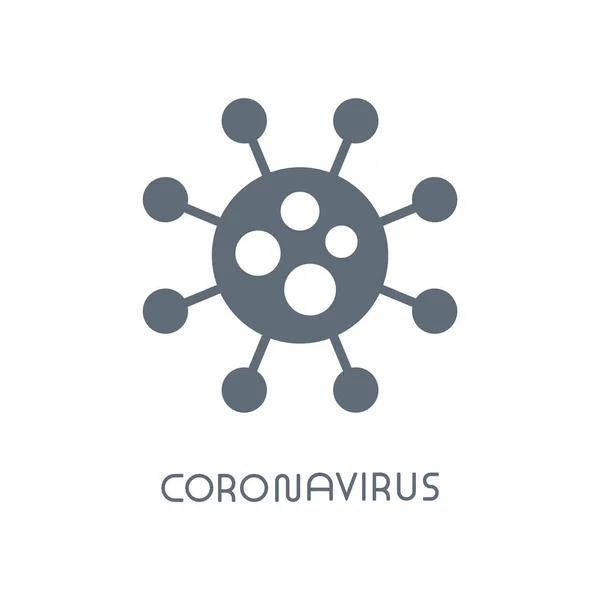 Virus cartoon icon with minimalistic inscription design. Vector bacteria symbol. Simple cell sign. Coronavirus, ncov, covid - 19 logo — Stock Vector