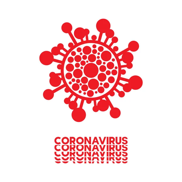 Virus cartoon icon with minimalistic inscription design. Vector bacteria symbol. Simple cell sign. Coronavirus, ncov, covid - 19 logo — Stock Vector