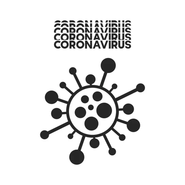 Virus cartoon icon with minimalistic inscription design. Vector bacteria symbol. Simple cell sign. Coronavirus, ncov, covid - 19 logo — Stock Vector