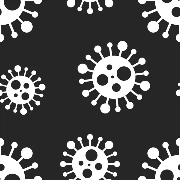 Vector seamless virus pattern. Cartoon black and white cell design. Artistic endless bacteria background. Coronavirus, covid-19, ncov simple print — Stock Vector