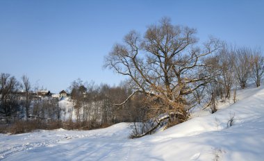 evin yanında bir vadiye soğuk güneşli bir günde