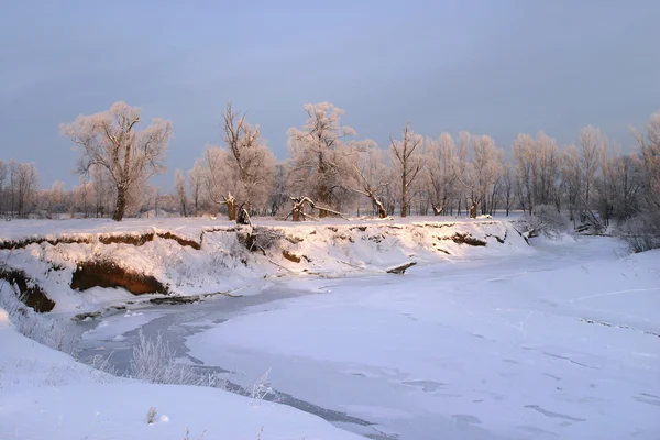 Frosty Winter Day Outskirts Village — Stock Photo, Image