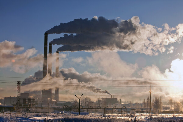 cold winter morning near the energy industries