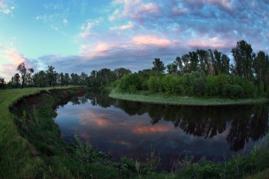 güzel manzara nehir, orman ve kıyı