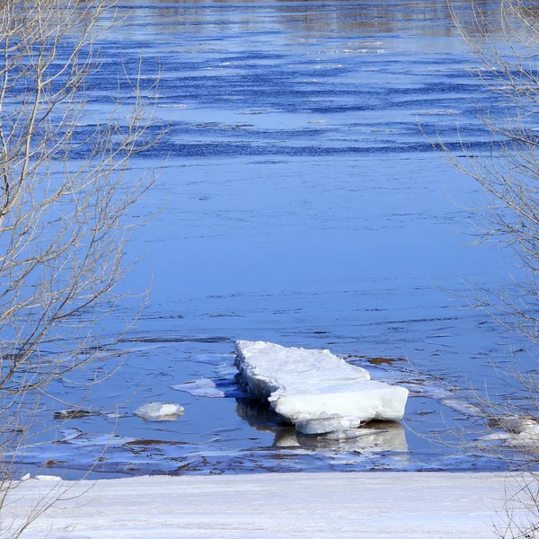 Drijvende van ijs op de rivier — Stockfoto