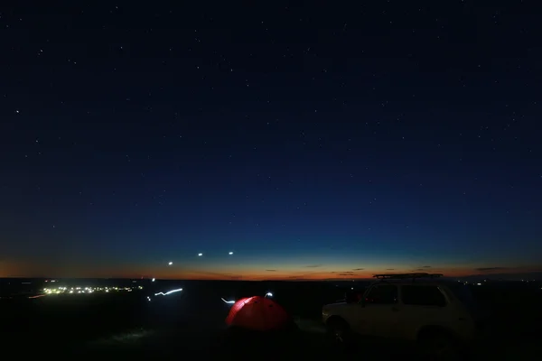 Peisaj Cerul Înstelat Noapte Muntele Chater Tau Tatarstan Rusia — Fotografie, imagine de stoc