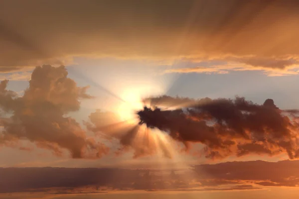 Pôr Sol Nascer Sol Com Nuvens Raios Luz Outros Efeitos — Fotografia de Stock