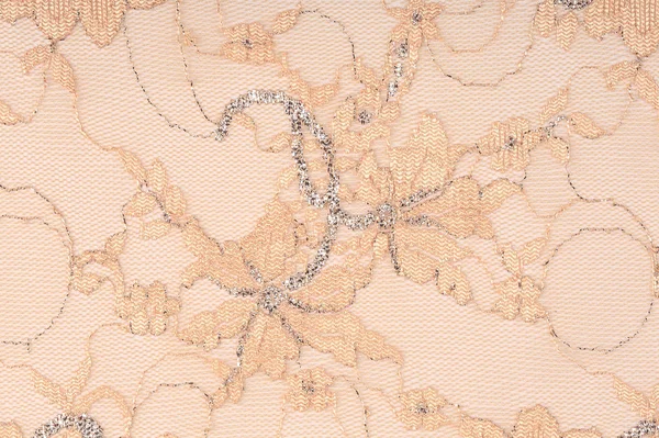 Beige lace with embroidery — Stock Photo, Image