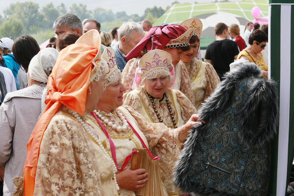 Yelabuga, Russia - August 3, 2014: The annual Spasskaya Fair on Shishkin Ponds in Yelabuga.