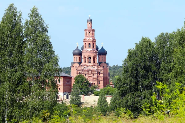 Летний Пейзаж Монаха Возле Леса Ясный Безоблачный День — стоковое фото