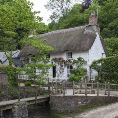 Pretty thatched cottage at Helford, Cornwall, England clipart