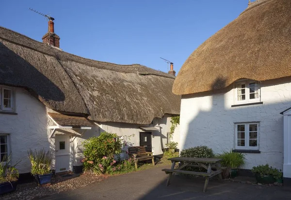 Chalets au toit de chaume à Inner Hope, Hope Cove, Devon, Angleterre — Photo