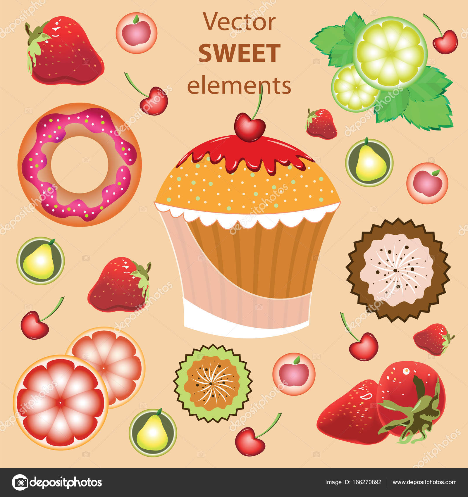 Elementos Dulces Vector Vector De Stock Marina13mateich 166270892