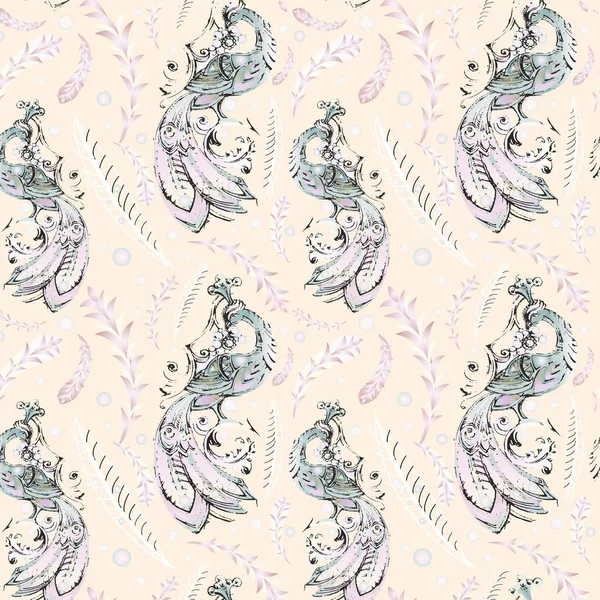 Texture vectorielle décorative avec oiseau de feu violet — Image vectorielle