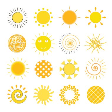Farklı sarı vektör güneşler kümesi