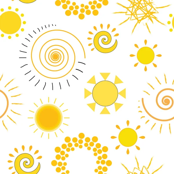 Seamless texture with suns — Stock Vector