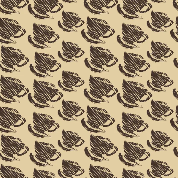 Textura Sin Costura Vectorial Con Café Fondo Beige Tazas Idea — Vector de stock