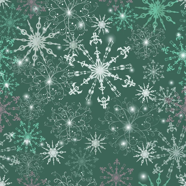 Textura Perfecta Con Copos Nieve Decorativos Colores Navideños Sobre Fondo — Vector de stock