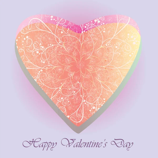 Tarjeta San Valentín Con Corazón Colorido Decorativo Adorno Blanco Signo — Vector de stock