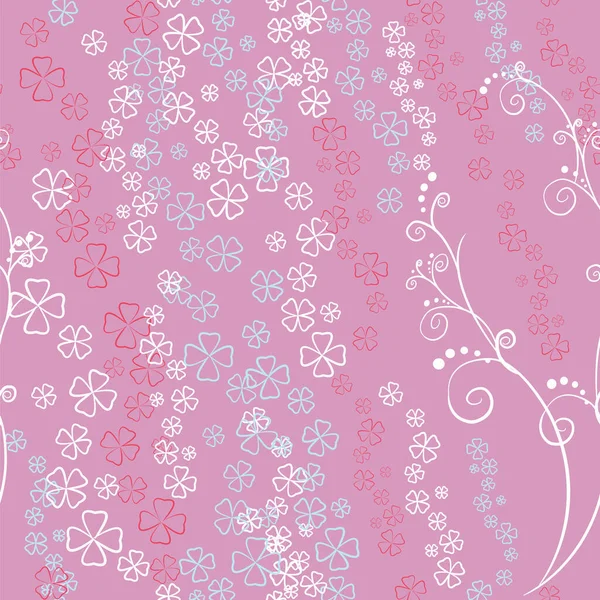 Vektor Nahtlose Textur Mit Bunten Blumen Auf Lila Hintergrund Valentinstag — Stockvektor