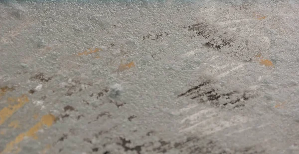 Frozen window of the car. Top view.