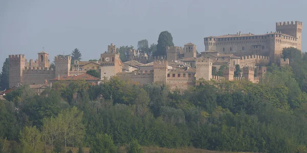 Panorama Del Borgo Gradara Con Mura Torri Fortezza Sulla Collina — Foto Stock