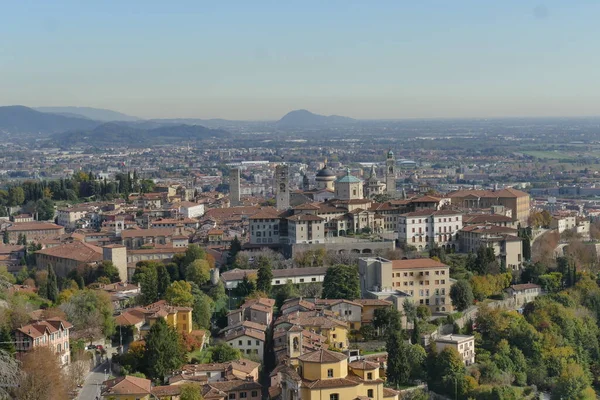 Bergamo Panorama Byen Fra San Vigilio Åsen – stockfoto