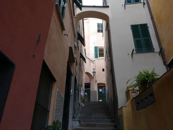 Rue Typique Dans Centre Historique Ancien Village Cervo Avec Escalier — Photo