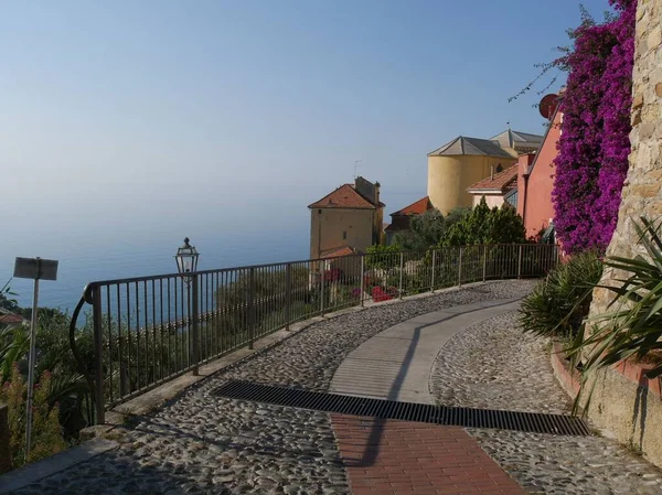 Typische Steinstraße Mit Blick Auf Das Meer Historischen Zentrum Des — Stockfoto