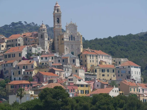 Close Van Het Pittoreske Dorpje Cervo Met Corallini Kerk Het — Stockfoto