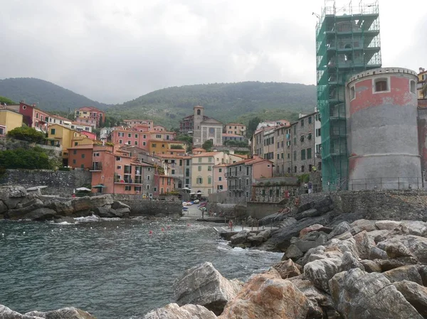 Panorama Baie Fortification Pittoresque Village Tellaro — Photo