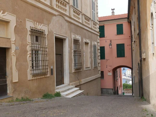 Aquarone Palace Lateral Staircase San Pietro Oratorio View Coast Imperia — Stock Photo, Image