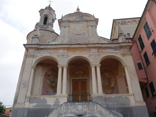 Façade Baroque Avec Clocher Portique Escalier Latéral San Pietro Oratorio — Photo