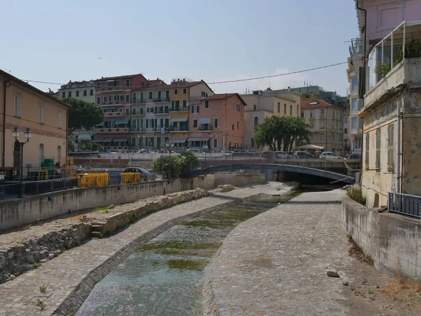 Sanremo Ruinas Del Antiguo Puerto Desembocadura Del Torrente San Francesco — Foto de Stock