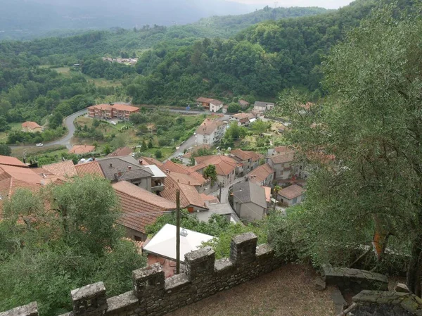 Mulazzo Panorama Vanaf Zeshoekige Toren Omliggende Heuvels — Stockfoto