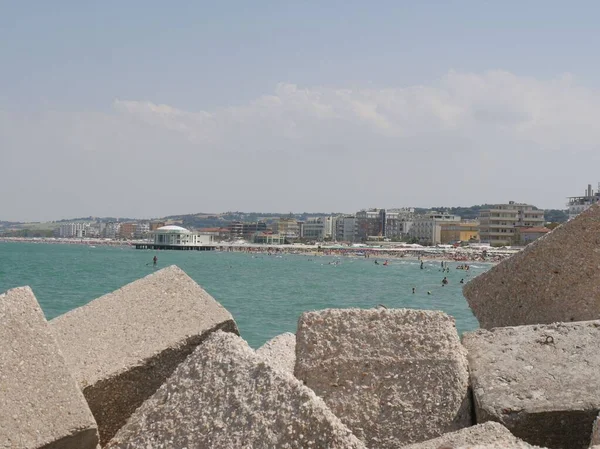 Senigallia Panorama Della Spiaggia Sabbiosa Con Rotonda Mare — Foto Stock