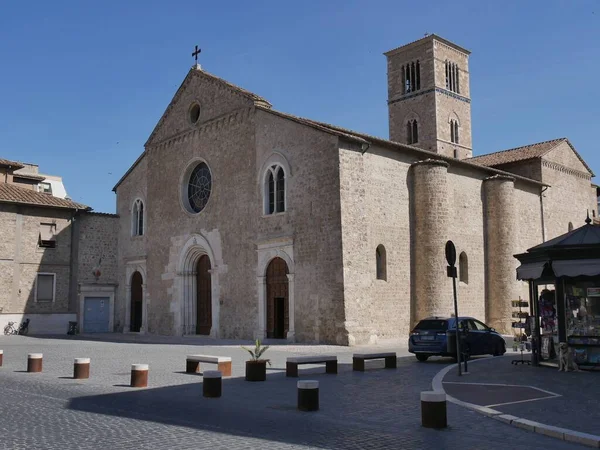 Terni Church San Francesco Romanesque Gothic Facade Elegant Bell Tower — Stock Photo, Image