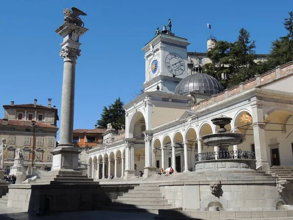 Praça Udine Piazza Libert Com Loggia San Giovanni Torre Relógio — Fotografia de Stock