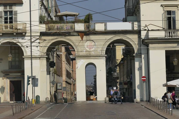 Turijn Toegang Tot Vittorio Veneto Plein Door Een Poort Met — Stockfoto