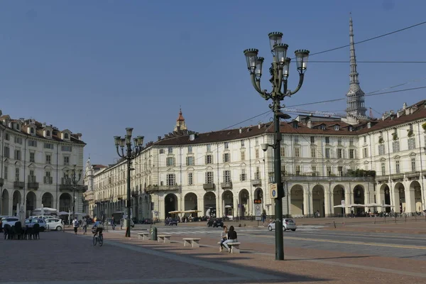 Turín Vittorio Veneto Cuadrado Con Forma Rectagular Lado Semicircular — Foto de Stock