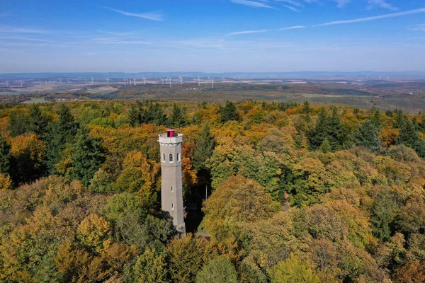 Ludwigsturm Donnersbergfjället Tyskland Intill Byn Dannenfels Kan Också Vindkraftverk Bakgrunden — Stockfoto