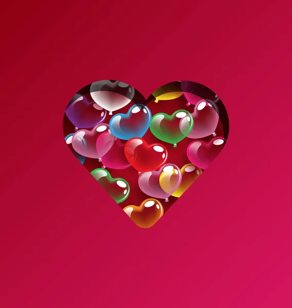 Abstract kleurrijk hart ballonnen voor Valentijnsdag en huwelijk c — Stockvector