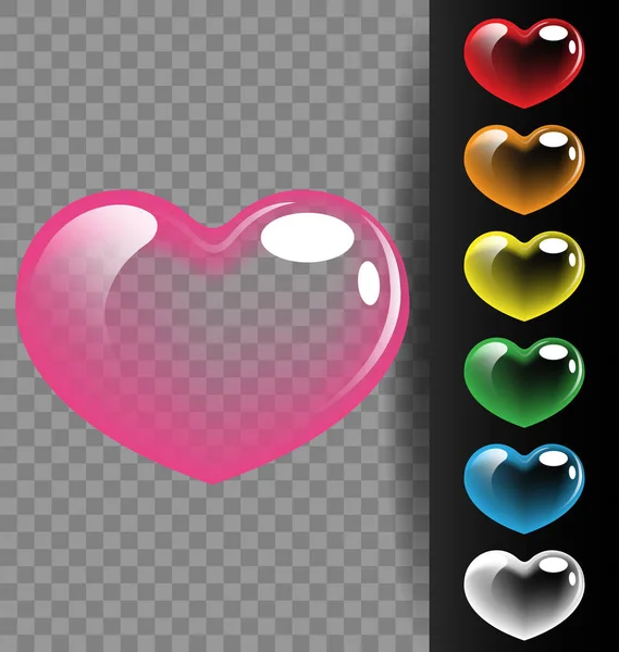 Corazón colorido translúcido para el día de San Valentín y el concepto de boda — Vector de stock