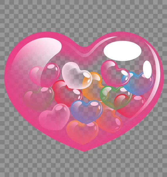 Globos de corazón coloridos para el día de San Valentín y el concepto de boda — Vector de stock