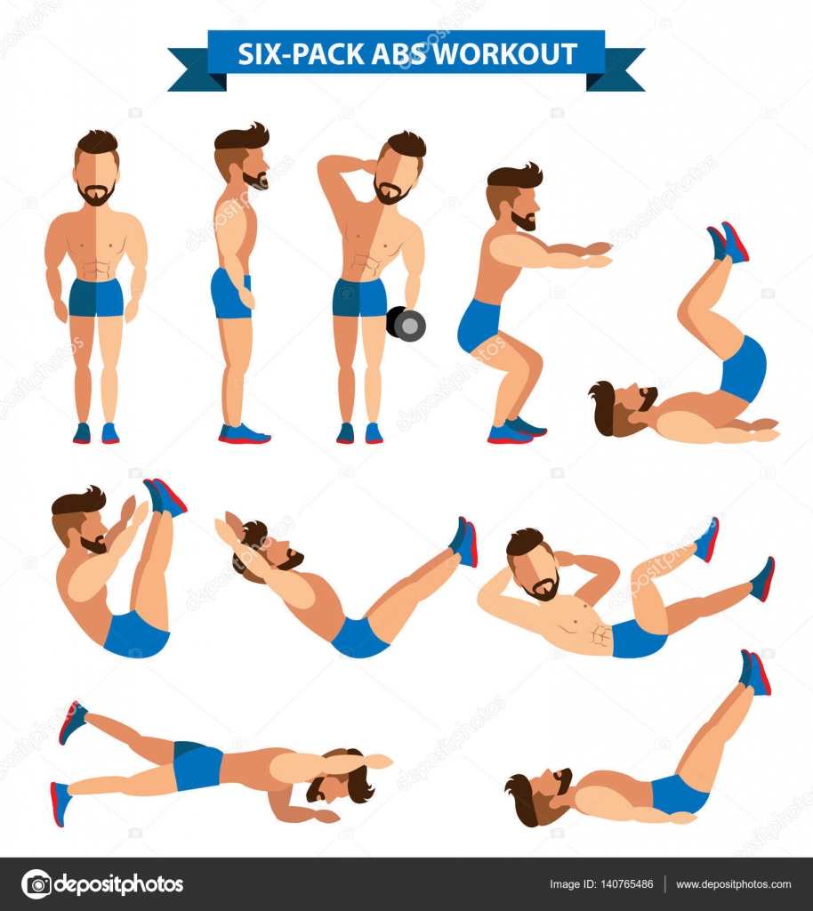 Treino Abs Six-Pack para homens para homens imagem vetorial de  rattikankeawpun© 140765486