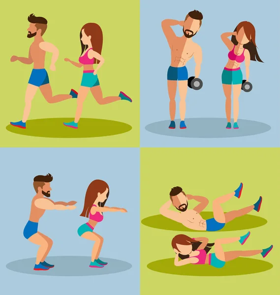 Couple de course et de musculation Basic — Image vectorielle