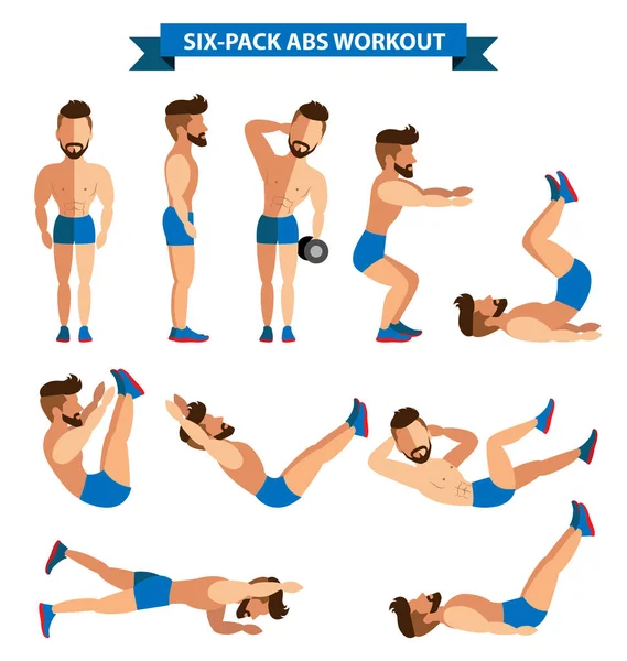 Six-Pack Abs Workout for men for men — Stock Vector