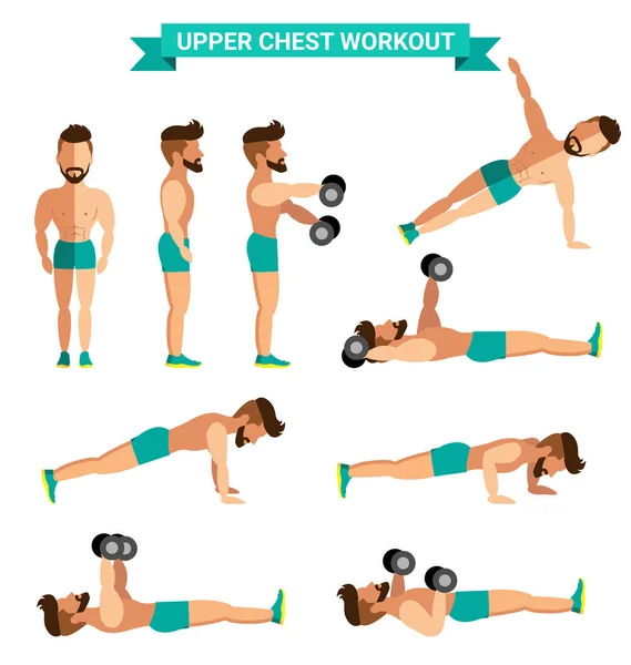 The Best Upper Chest Workout for men — Stock Vector