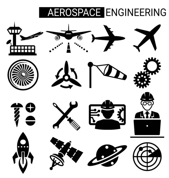 飛行機の航空宇宙工学のアイコン デザインのセット — ストックベクタ